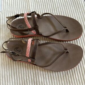 Chaco Brown and Pink Casual Sandals with Braided Straps